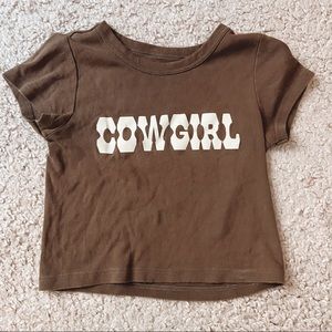 Brandy Melville Cowgirl Brown Cropped Tee-Shirt